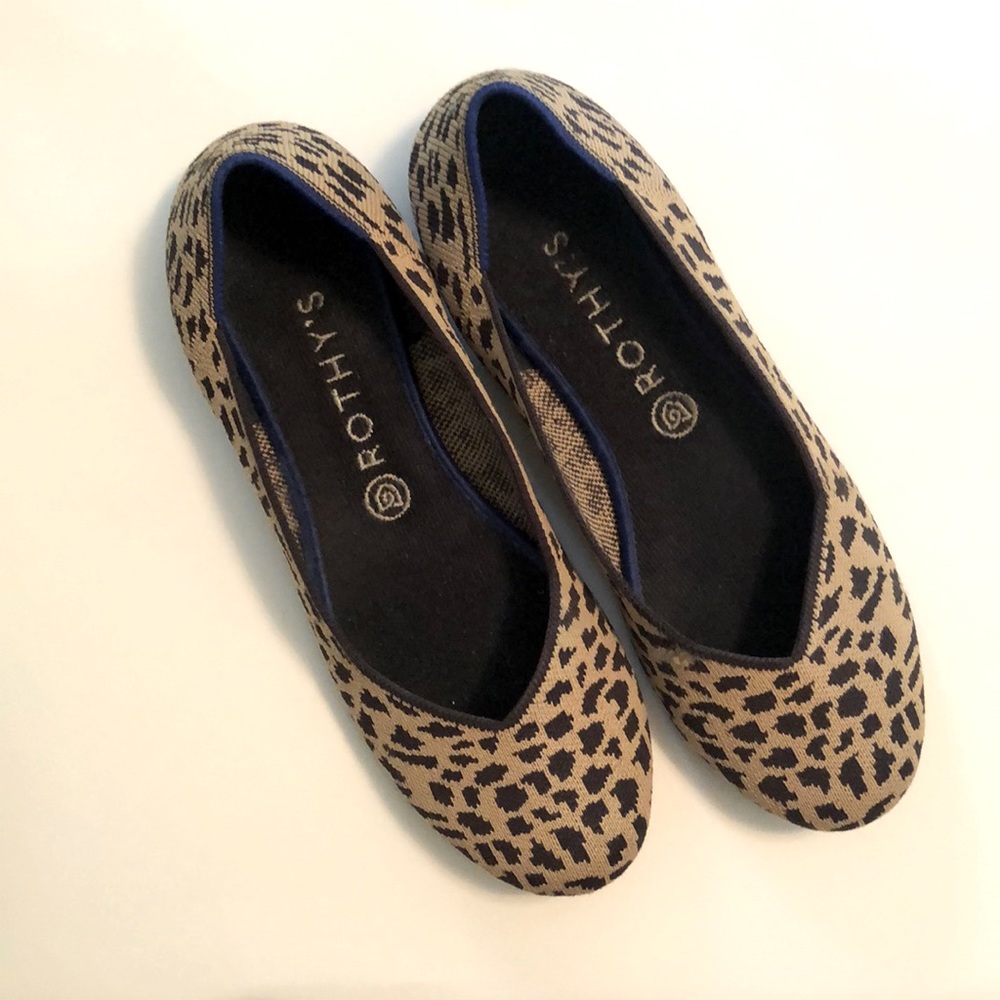 Rothy's Leopard Print Flats in Tan and Black